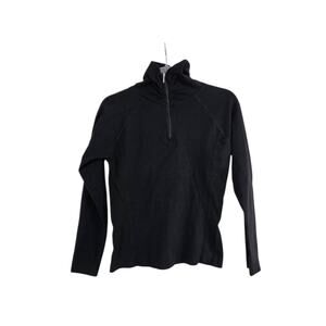 Meister Sport Knits Black 1/4 Zip Cotton Pullover Sweatshirt, Women's Medium